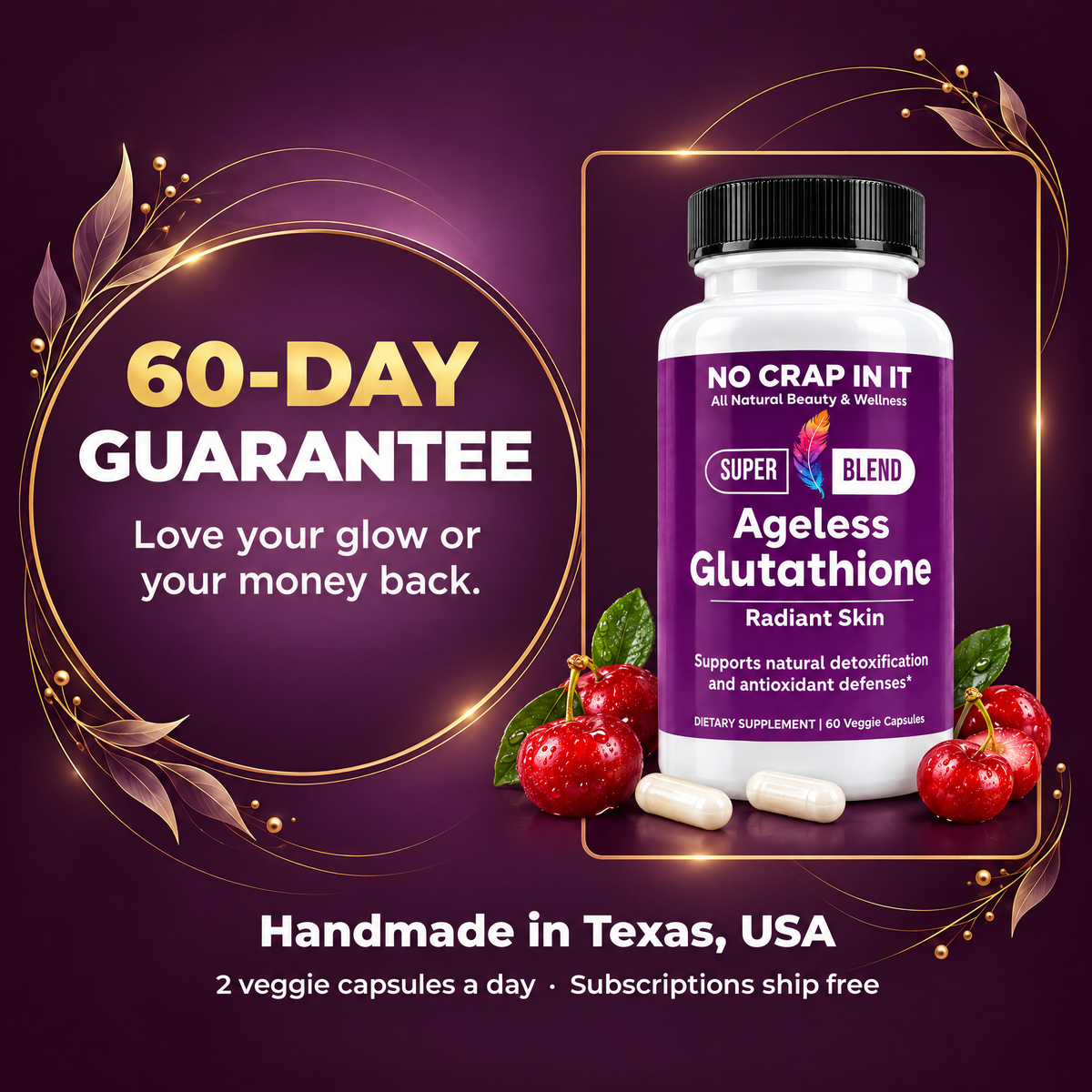 60-day money-back guarantee, handmade in Texas